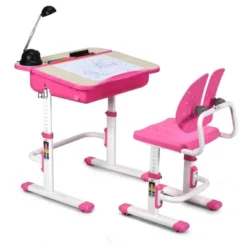 Costway Adjustable Children Study Desk Chair Set W/Winged Backrest Pink -Home Decoration Store GUEST c8b8a66b 019c 46b5 8ce3 04f24c0ae7cd