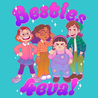 Girl's Turning Red Besties 4Eva! T-Shirt 1 Girl's Turning Red Besties 4Eva! T-Shirt