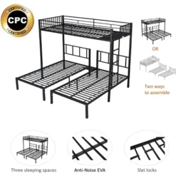 Twin Over Twin Metal Triple Bunk Bed With Ladder-ModernLuxe -Home Decoration Store GUEST c9e85881 d9f7 40fb aaa4 21db696e9328