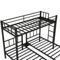 Twin Over Twin Metal Triple Bunk Bed With Ladder, Black-ModernLuxe -Home Decoration Store GUEST c9f7151d 21cf 412a 954a 6f5306a2fdc0