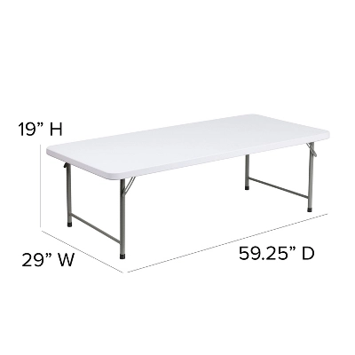 Flash Furniture 4.93-Foot Kid's Granite White Plastic Folding Table 3 Flash Furniture 4.93-Foot Kid's Granite White Plastic Folding Table - Image 3