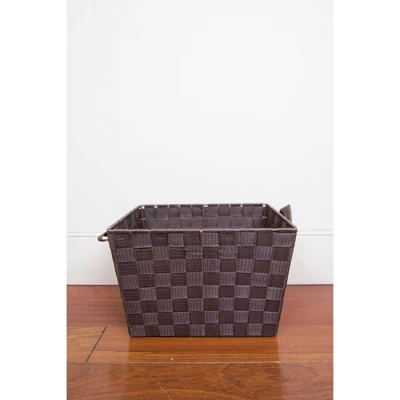 Home Basics Polyester Woven Strap Open Bin, Brown 4 Home Basics Polyester Woven Strap Open Bin, Brown - Image 4