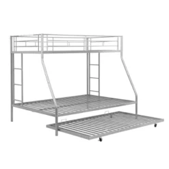 Twin Over Full Steel Bunk Bed With Twin Size Trundle Bed And Two-Side Ladders-ModernLuxe -Home Decoration Store GUEST cbff8632 ca83 47fc 86e1 f61fcc2ced28