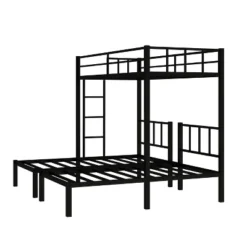 Twin Over Twin Metal Triple Bunk Bed With Ladder, Black-ModernLuxe -Home Decoration Store GUEST d0773497 df71 4aa4 833e 601559e30238