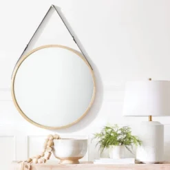 26" Wood Mirror With Pleather Strap Hanger - Threshold™ Designed With Studio McGee 11 26" Wood Mirror With Pleather Strap Hanger - Threshold™ Designed With Studio McGee -Home Decoration Store GUEST d09c0998 ed36 4998 b828 cbc40cbee6da