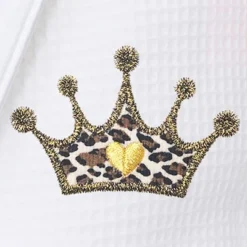 Waffle Terry Bathrobe With Cheetah Crown Design - Linum Home Textiles