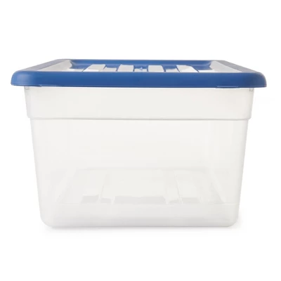 Gracious Living DLC6 1.5 Gallon Clear Plastic Storage Bin Container With Stylish Sky Blue Snap On Locking Lid 2 Gracious Living DLC6 1.5 Gallon Clear Plastic Storage Bin Container With Stylish Sky Blue Snap On Locking Lid - Image 2