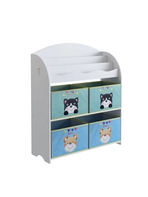 Year Color School Supply, Nursery, Daycare, Toddler, Kids Book Display And Toy Storage Organizer With 6 Fabric Storage Bins 2 Year Color School Supply, Nursery, Daycare, Toddler, Kids Book Display And Toy Storage Organizer With 6 Fabric Storage Bins - Image 2