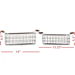 Set Of 2 Oblong Metal & Wood Handled Baskets - Foreside Home & Garden -Home Decoration Store GUEST d91bc97e 569e 47cb 9d97 cc225a05317d