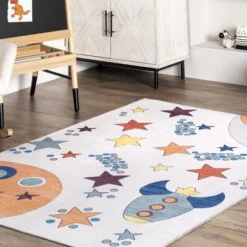 NuLOOM Leonie Outer Space Machine Washable Kids Area Rug -Home Decoration Store GUEST da4aaa6f b164 4e9f a7e5 8b2727167618