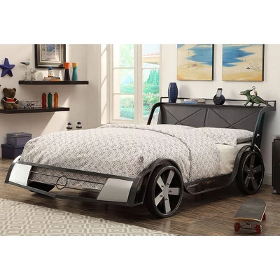 Wapiti Racer Car Youth Bed Silver/Gun Metal - MiBasics 1 Wapiti Racer Car Youth Bed Silver/Gun Metal - MiBasics