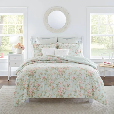 Laura Ashley Madelynn 100% Cotton Duvet Cover Bonus Set Blue 10 Laura Ashley Madelynn 100% Cotton Duvet Cover Bonus Set Blue - Image 10