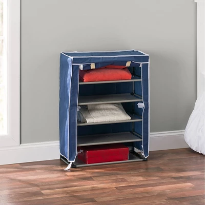 Home Basics 5 Tier Non Woven Shoe Closet, Navy 1 Home Basics 5 Tier Non Woven Shoe Closet, Navy