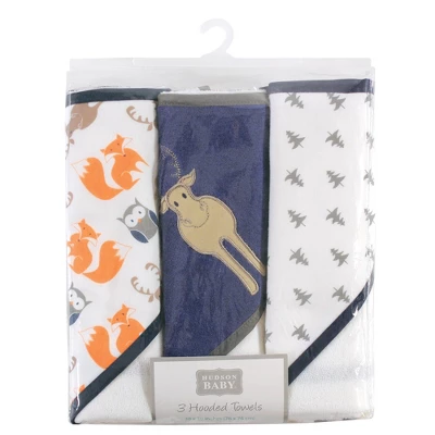 Hudson Baby Infant Boy Cotton Rich Hooded Towels, Blue Moose, One Size 1 Hudson Baby Infant Boy Cotton Rich Hooded Towels, Blue Moose, One Size