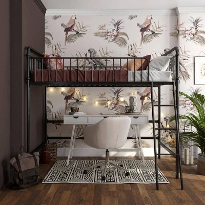 Twin Kaila Metal Loft Bed Black - Room & Joy 2 Twin Kaila Metal Loft Bed Black - Room & Joy - Image 2