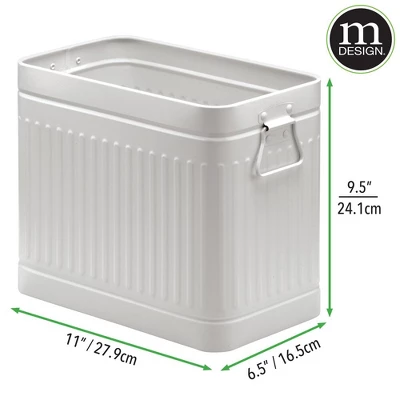 MDesign Metal Rectangle Trash Can Wastebasket, Garbage Bin, Handles 3 MDesign Metal Rectangle Trash Can Wastebasket, Garbage Bin, Handles - Image 3