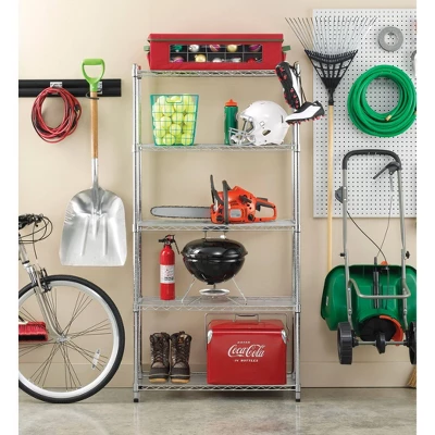 Whitmor Supreme 5 Tier Shelving Chrome Silver 2 Whitmor Supreme 5 Tier Shelving Chrome Silver - Image 2