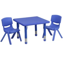 Emma And Oliver 24" Square Plastic Height Adjustable Activity Table Set With 2 Chairs -Home Decoration Store GUEST ddb30316 5d61 442f b6dc b920b4a86ddc