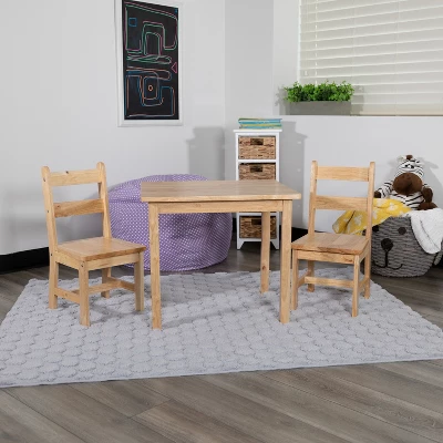 Flash Furniture Kids Solid Hardwood Table And Chair Set For Playroom, Bedroom, Kitchen - 3 Piece Set 8 Flash Furniture Kids Solid Hardwood Table And Chair Set For Playroom, Bedroom, Kitchen - 3 Piece Set - Image 8