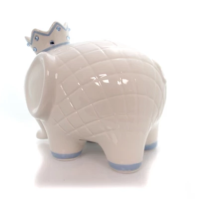 Bank White/Blue Coco Elephant Bank - One Bank 7.75 Inches - Baby Hand Painted - 3781Bl - Ceramic - Off-White 2 Bank White/Blue Coco Elephant Bank - One Bank 7.75 Inches - Baby Hand Painted - 3781Bl - Ceramic - Off-White - Image 2