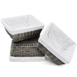 Farmlyn Creek 3-Pack Square Wicker Storage Baskets With Liners With Cloth Lining For Organizing Pantry Shelves, Bathroom, Laundry Room, Closet, 9x4 In -Home Decoration Store GUEST df19e7d0 811c 48a1 bb7a 0a764fcf9b63