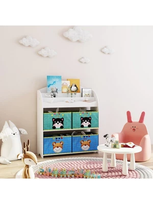 Year Color School Supply, Nursery, Daycare, Toddler, Kids Book Display And Toy Storage Organizer With 6 Fabric Storage Bins 6 Year Color School Supply, Nursery, Daycare, Toddler, Kids Book Display And Toy Storage Organizer With 6 Fabric Storage Bins - Image 6