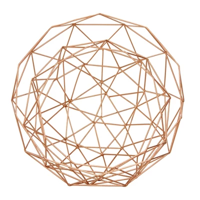 Set Of 2 Round Modern Reflections Iron Geodesic Basket - Olivia & May 5 Set Of 2 Round Modern Reflections Iron Geodesic Basket - Olivia & May - Image 5