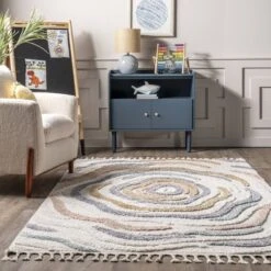 NuLOOM Adette Abstract Swirl Kids Tassel Area Rug -Home Decoration Store GUEST e20b0787 0b92 49db b813 091595adaf63