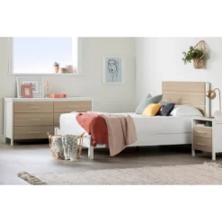 Munich 2 Drawer Nightstand - White/Soft Elm - South Shore -Home Decoration Store GUEST e76e5db2 c47b 41cd afa4 4174a929a998