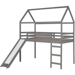 House Shape Twin Size Loft Bed With Slide, Gray - ModernLuxe 14 House Shape Twin Size Loft Bed With Slide, Gray - ModernLuxe -Home Decoration Store GUEST e78060e1 69b9 4e51 bb57 0baf1952a32c