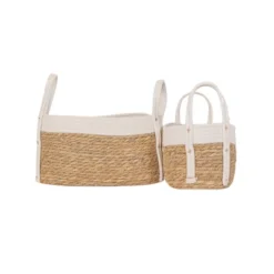 Set Of 2 Oblong Handled Baskets Seagrass & White Cotton Rope By Foreside Home & Garden -Home Decoration Store GUEST ea64fdf0 554d 49ba 954a c71a338629dd