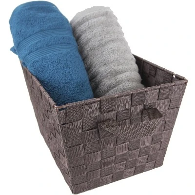 Home Basics Polyester Woven Strap Open Bin, Brown 2 Home Basics Polyester Woven Strap Open Bin, Brown - Image 2