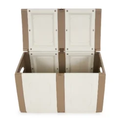 Homeplast Regular 52.83 Gallon Capacity Indoor Outdoor Heavy Duty Plastic Deck Box Storage Trunk For Pillows, Patio Cushions, & Firewood, Beige/White -Home Decoration Store GUEST ec28c658 cb5c 4712 ace4 4e9ca379a446