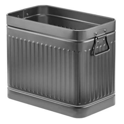 MDesign Metal Rectangle Trash Can Wastebasket, Garbage Bin, Handles 6 MDesign Metal Rectangle Trash Can Wastebasket, Garbage Bin, Handles - Image 6
