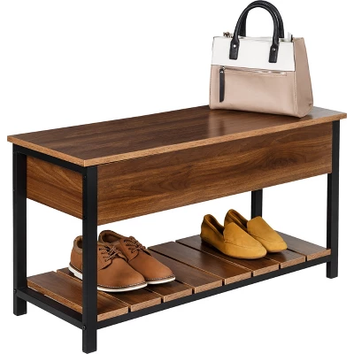 Honey-Can-Do Shoe Storage Bench Walnut 1 Honey-Can-Do Shoe Storage Bench Walnut