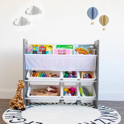 Read N Play 6 Bin Organizer & 2 Tier Bookrack White - Humble Crew 1 Read N Play 6 Bin Organizer & 2 Tier Bookrack White - Humble Crew