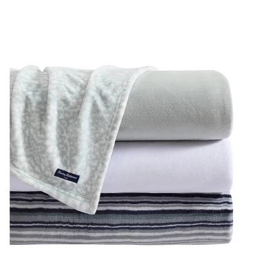 Organic Cotton Patterned Bed Blanket Blue - Tommy Bahama 4 Organic Cotton Patterned Bed Blanket Blue - Tommy Bahama - Image 4