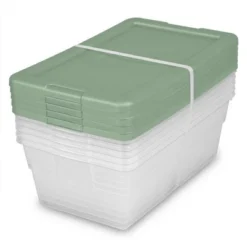 Sterilite Stackable 6 Quart Clear Home Storage Tote Box Container With Handles For Efficient Space Saving Household Organization, Crisp Green (5 Pack) -Home Decoration Store GUEST effdb9da 6fad 4abf ab05 8480693ba468
