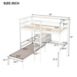 Convertible Loft Bed With L Shaped Desk, Shelf And Ladder, White - ModernLuxe -Home Decoration Store GUEST f184ffe8 fe5b 4eb2 9561 41d3232610fb