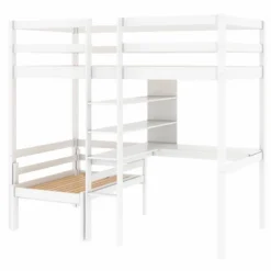 Convertible Loft Bed With L Shaped Desk, Shelf And Ladder, White - ModernLuxe -Home Decoration Store GUEST f1daeda8 e6df 41f9 b8ae 2e1994c5084e