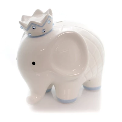 Bank White/Blue Coco Elephant Bank - One Bank 7.75 Inches - Baby Hand Painted - 3781Bl - Ceramic - Off-White 1 Bank White/Blue Coco Elephant Bank - One Bank 7.75 Inches - Baby Hand Painted - 3781Bl - Ceramic - Off-White