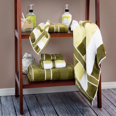 6pc Striped Bath Towel Set Green - Yorkshire Home 1 6pc Striped Bath Towel Set Green - Yorkshire Home