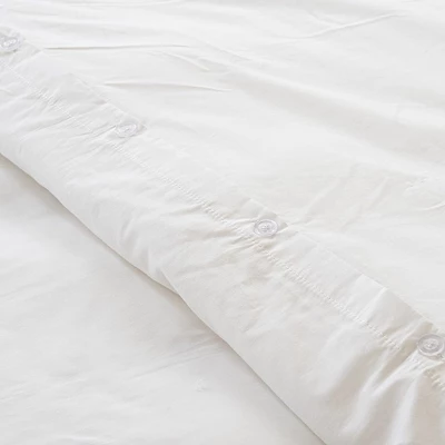 Superity Button Closure 100% Cotton Duvet Cover – White 2 Superity Button Closure 100% Cotton Duvet Cover – White - Image 2