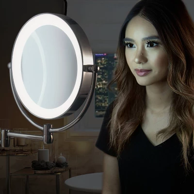 11" Round LED Wall Mount Powered By Battery Or Adaptor Makeup Mirror - Zadro 6 11" Round LED Wall Mount Powered By Battery Or Adaptor Makeup Mirror - Zadro - Image 6