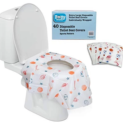 Disposable Toilet Seat Covers For Kids & Adults, 40 Pack - Protect From Public Toilets While Potty Training & More - Extra Large, Waterproof, Portable, Individually Wrapped - Blue/Sports 1 Disposable Toilet Seat Covers For Kids & Adults, 40 Pack - Protect From Public Toilets While Potty Training & More - Extra Large, Waterproof, Portable, Individually Wrapped - Blue/Sports