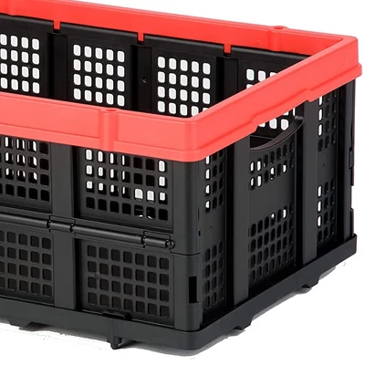 Magna Cart Tote 22" X 16" X 11" Lightweight Collapsible And Stackable Plastic Storage Crate For Home Offices And Garages, Black & Red 2 Magna Cart Tote 22" X 16" X 11" Lightweight Collapsible And Stackable Plastic Storage Crate For Home Offices And Garages, Black & Red - Image 2