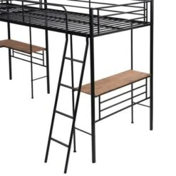 Metal Twin Size Loft Bed With Two Built-in Desks, Black - ModernLuxe -Home Decoration Store GUEST fa00b52a 6bfe 469d ae39 34ad89204383