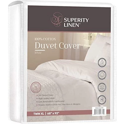 Superity Button Closure 100% Cotton Duvet Cover – White 8 Superity Button Closure 100% Cotton Duvet Cover – White - Image 8