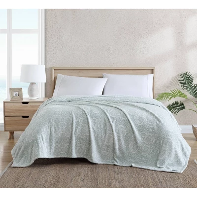 Organic Cotton Patterned Bed Blanket Blue - Tommy Bahama 2 Organic Cotton Patterned Bed Blanket Blue - Tommy Bahama - Image 2
