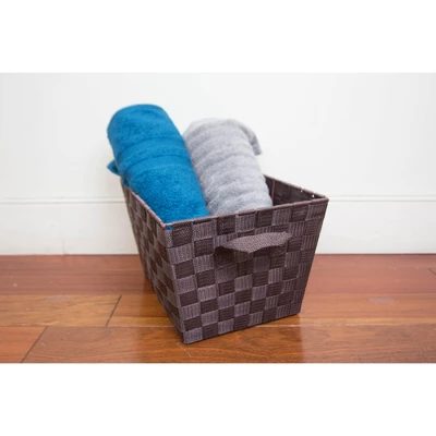 Home Basics Polyester Woven Strap Open Bin, Brown 5 Home Basics Polyester Woven Strap Open Bin, Brown - Image 5